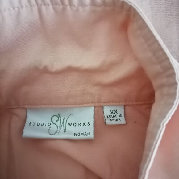 Studio Works Women's Peach Chino Fabric Full Zip Front Jacket Plus Size 2X - Picture 5 of 7